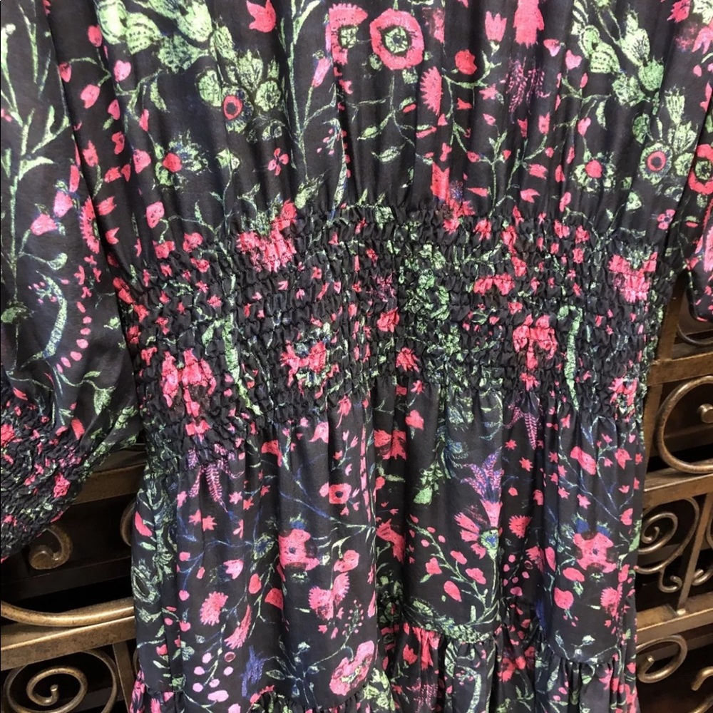 Figue Floral Printed Bell Long Sleeve silk Mini XL